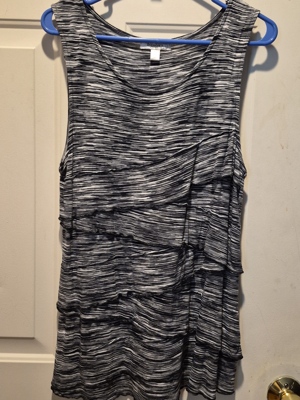 dressbarn Black & White Layered Ruffle Tank